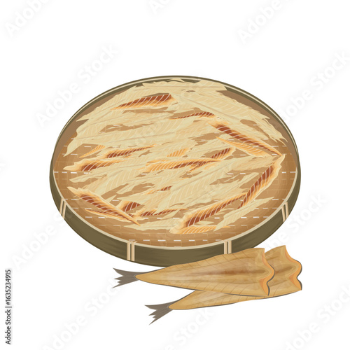 Vector Illustration Logo Clipart Traditional Korean Food ingredients Dried Pollack