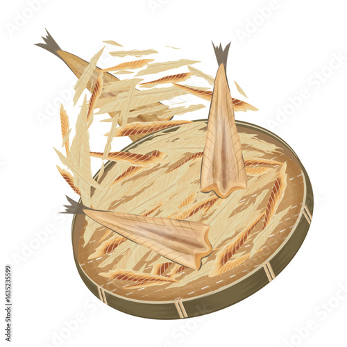 Vector Illustration Logo Clipart Levitation Korean Dried Pollack or Hwangtae