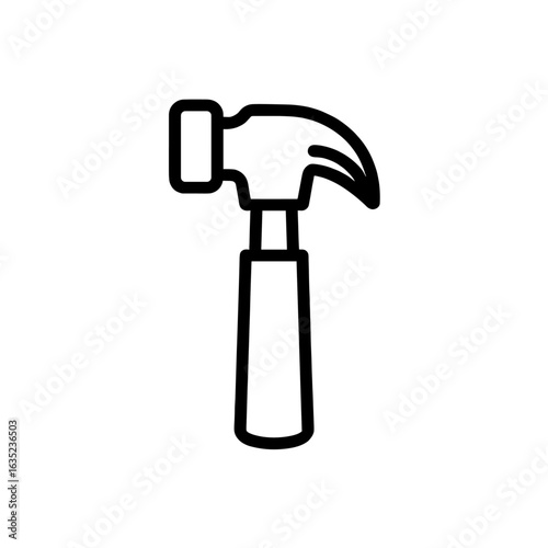 Isolated hammer icon with bold outlines showcasing tool design and construction concept clearly displayed