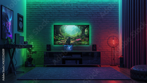 living room with tv