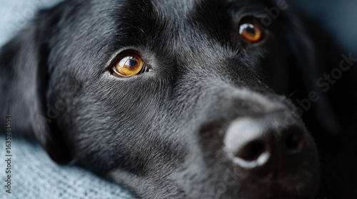 Wallpaper Mural Extreme close up of a black Labrador Retriever dog's face with amber eyes looking forward Torontodigital.ca