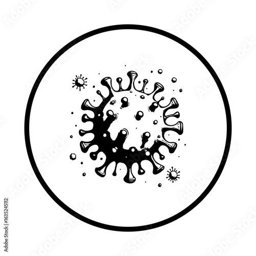 Vector illustration of coronavirus in circle design representing global pandemic and health crisis awareness, isolated on white