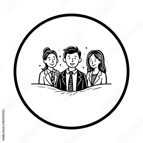 Professional business team collaboration in a dynamic work environment with motivated employees striving for success and innovation illustration