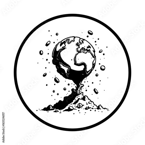 Conceptual earth illustration depicting environmental pollution and climate change effects on our planet for awareness