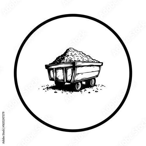 Illustration of mining ore cart containing raw materials used for different things vector artwork graphic elements