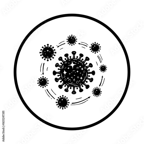 Coronavirus outbreak illustration representing viral infection and global pandemic threat with health and safety measures for disease prevention