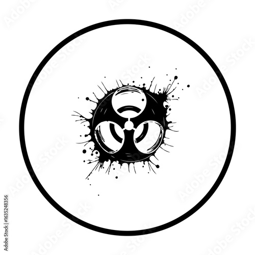 Biohazard symbol with grunge effect showcasing threat infectious diseases and biological contamination warning signs
