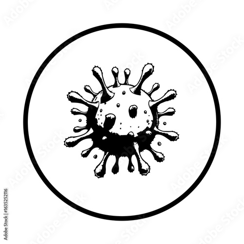 Isolated viral vector artwork depicting infectious disease spread and a symbol of global health crisis
