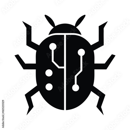 Cyber security bug vector icon illustration for software development and antivirus system