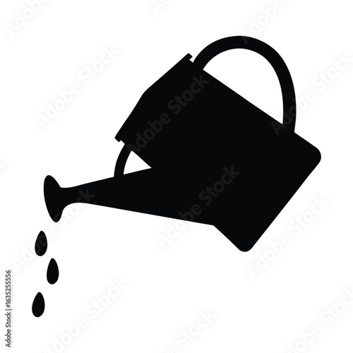 Watering can vector illustration for garden care and plant watering equipment design element icon