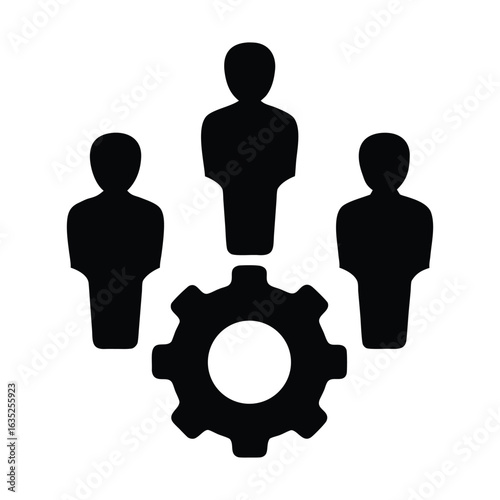 Teamwork collaboration process management efficiency gear icon business strategy solution concept