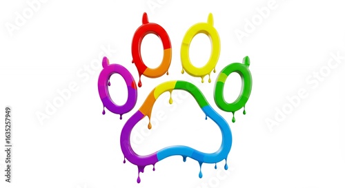 Colorful rainbow paw print design