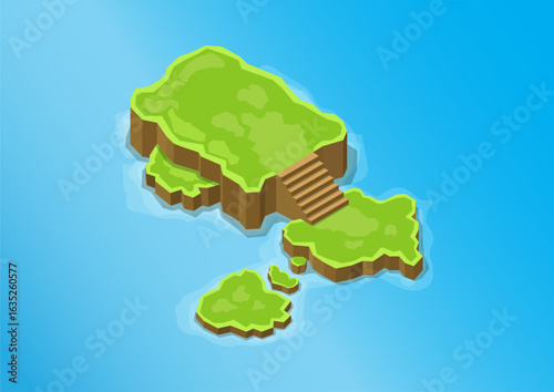 Isometric beautiful natural island