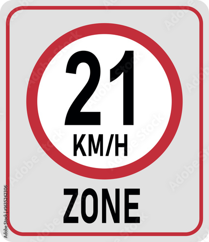 21 km h speed limit zone. Vector illustration
