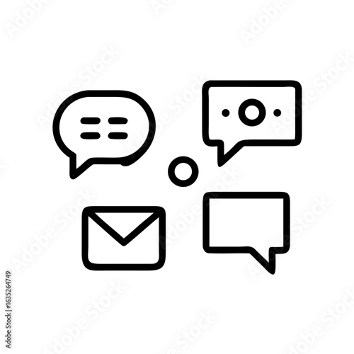 A simple but powerful vector illustration depicts communication icons, suggesting interconnectedness, dialogue, and the effortless flow of ideas.