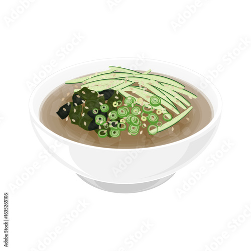 Vector Illustration Logo Clipart Oi Naengguk Cold Cucumber Soup Side Dish 