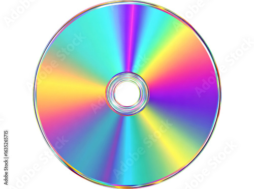 Vibrant rainbow colored cd rom data disc media, Isolated On Transparent Background, Png, Cut Out