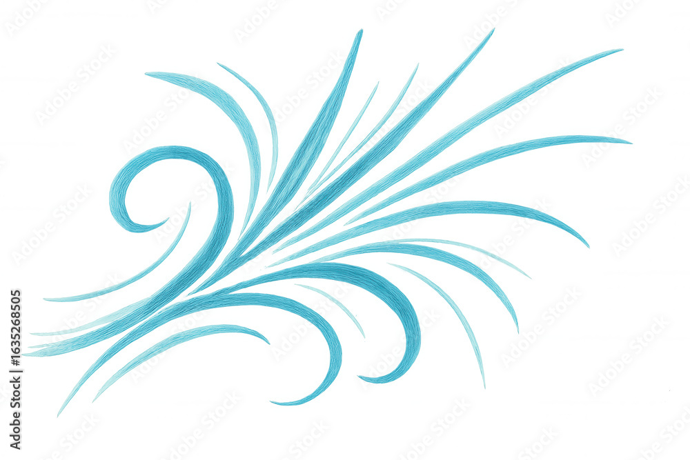 Fototapeta premium Soft blue brush strokes swirling, creating fluid lines against transparent backdrop, serving graphic design composition needs