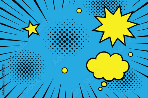 A colorful pop art vector background featuring bold shapes, vibrant tones, and dynamic patterns inspired by retro comic book design aesthetics.

