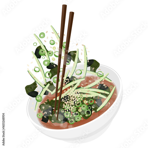 Vector Illustration Logo Clipart Levitation Korean Chilled Cucumber Soup Oi Naengguk