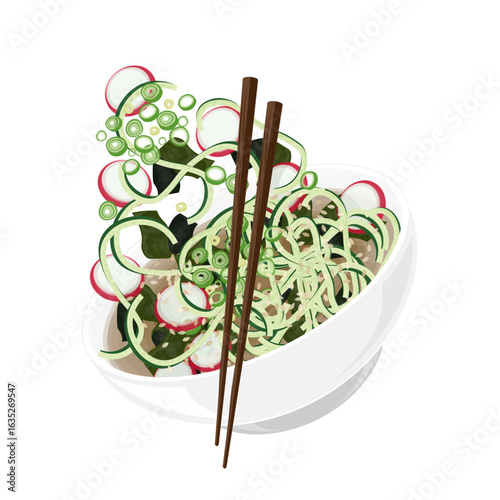 Vector Illustration Logo Clipart Levitation Korean Cold Cucumber Soup Side Dish Oi Naengguk