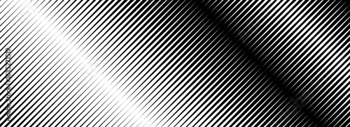 Halftone diagonal line gradient texture. Black oblique striped gradation background. Repeated slanted strokes pattern backdrop. Vibrating parallel linear wallpaper. Abstract tilt moire overlay. Vector