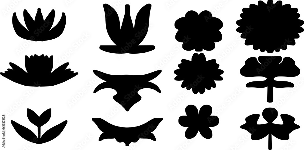 Fototapeta premium A set of black silhouettes of leaves