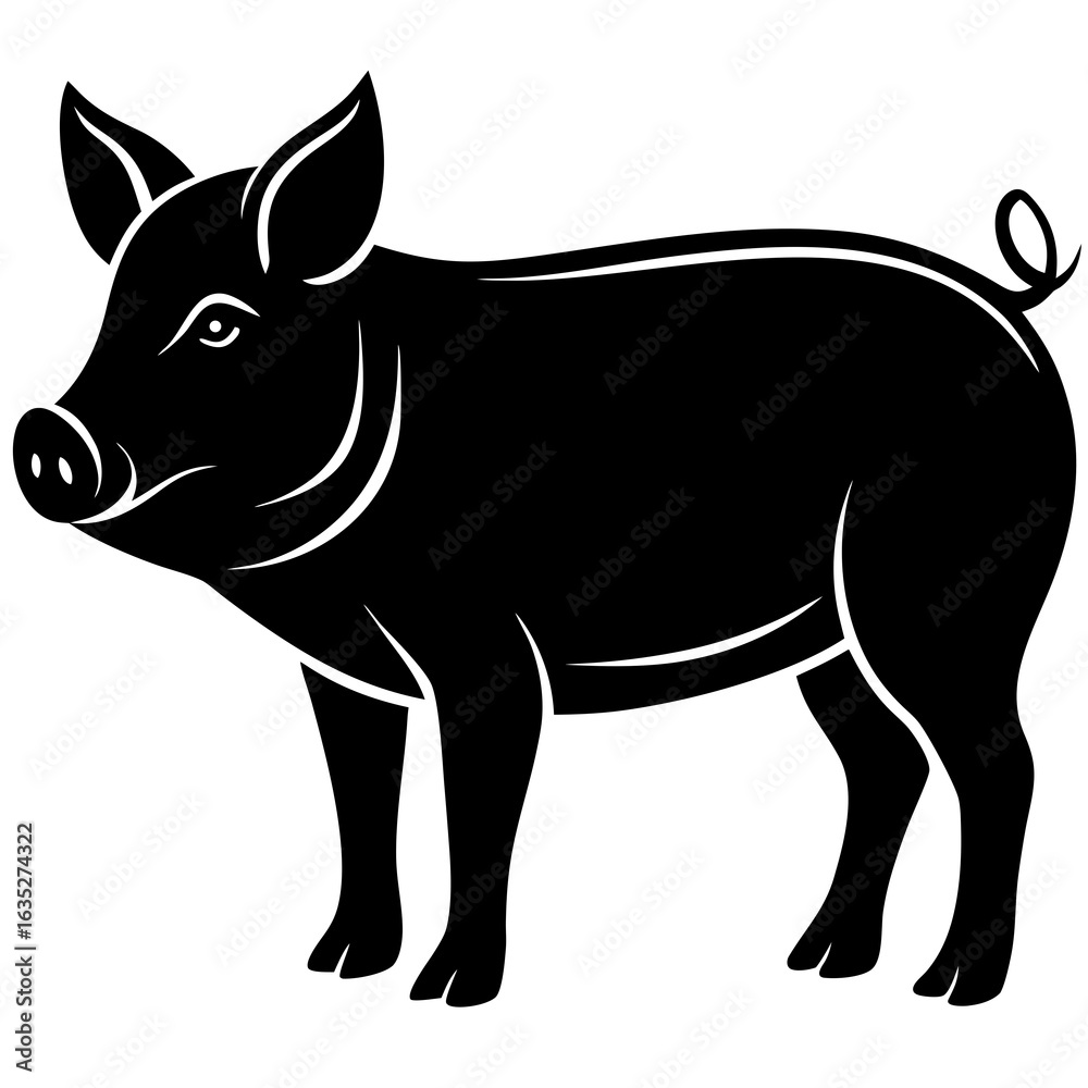 Fototapeta premium Classic Farm Pig Silhouette Graphic