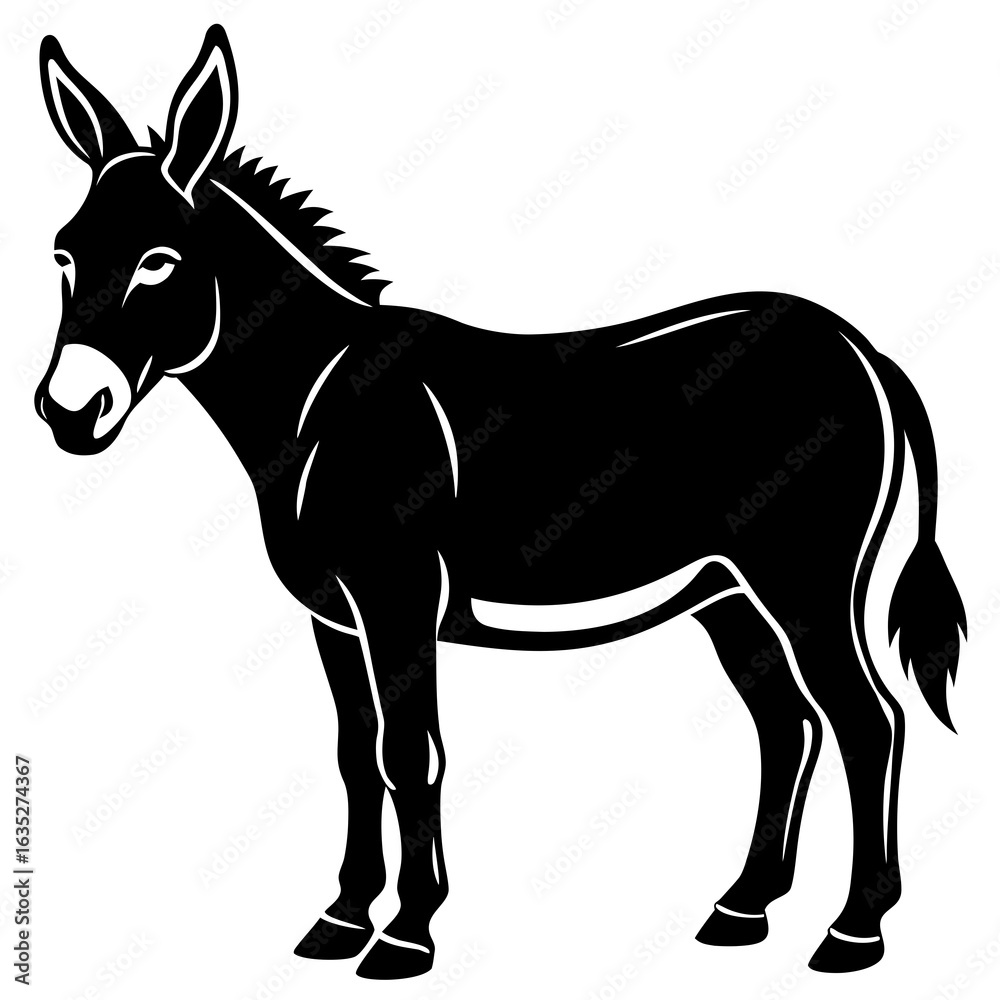 Obraz premium Stylized Black and White Donkey Illustration