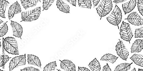 Vector frame of dry leaves, isolated on a white background, autumn background