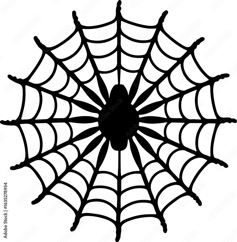 Obraz premium spider and web, spider, web, halloween, insect, vector, illustration, cobweb, net, animal, arachnid, nature, black, danger, spiderweb, horror, trap, silhouette, design, cartoon, pattern, art, symbol, 