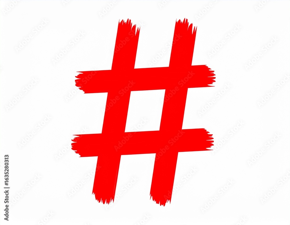 Fototapeta premium Red hashtag symbol on white background