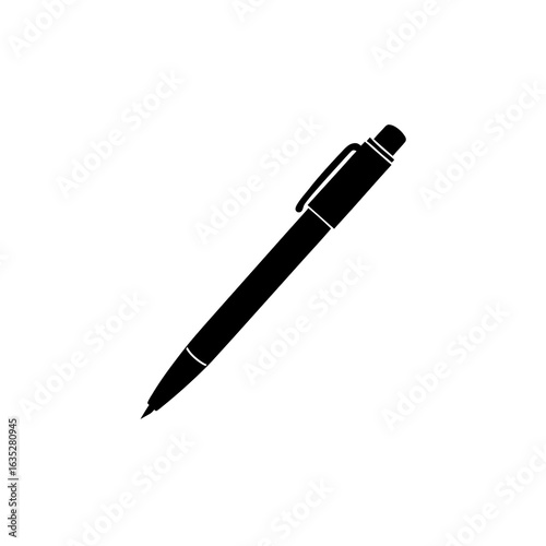  Silhouette of a Ballpoint Pen with Cap – Clean Stationery Vector Isolated on White Background