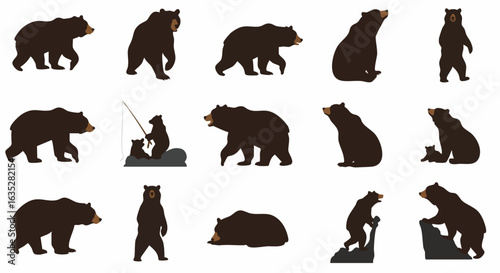 Black bear silhouettes illustration collection