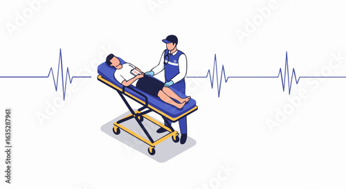 Medical professional assisting patient on stretcher