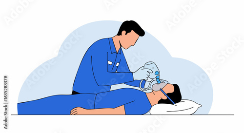 Medical professional providing life support