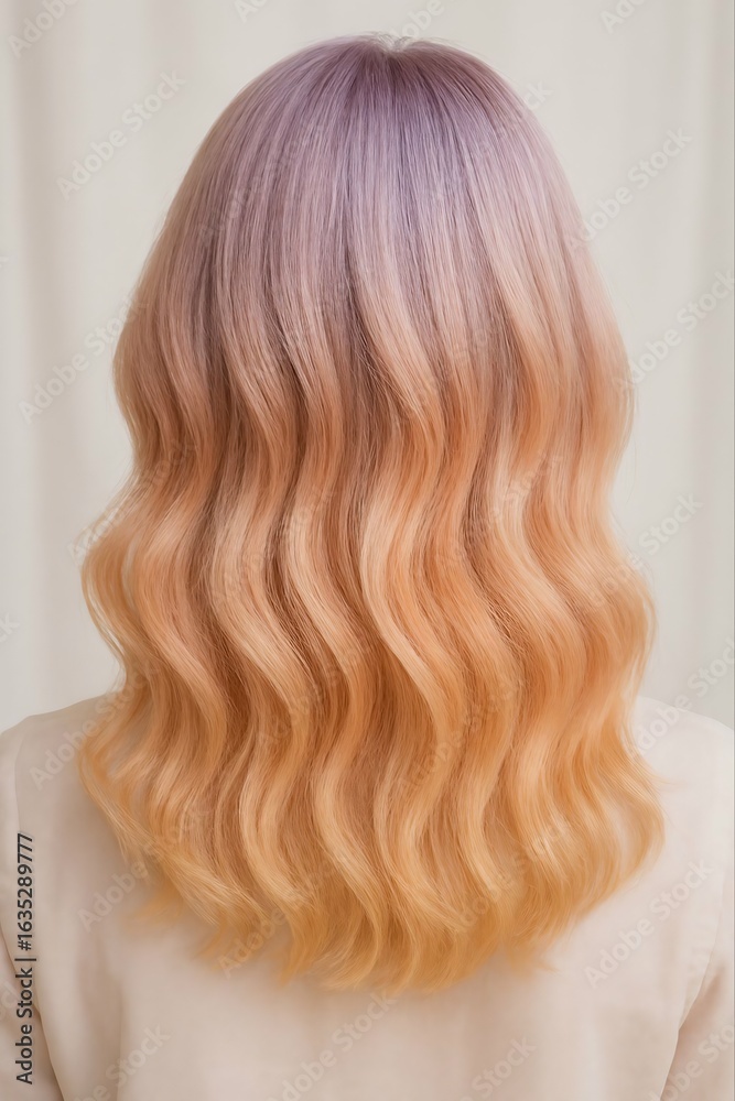 Fototapeta premium Back profile of a beautiful model with straight, long blond hair