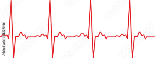Red Heartbeat Line on White Background Medical Health Pulse Rhythm Monitor Graphic Diagnostic Tool Cardiology Checkup Vital Signs Regular Heart Rhythm