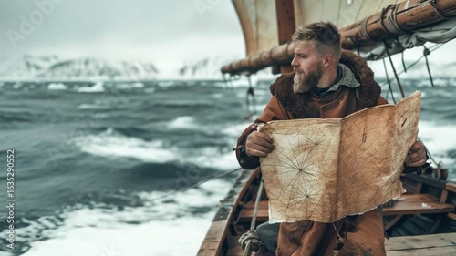 Viking Navigator Steering Wooden ship 4K Videos