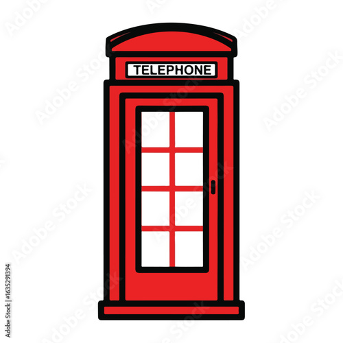 Red telephone booth illustration graphic design