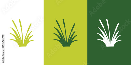 Cattail silhouette typha logo flat icon grass isolated