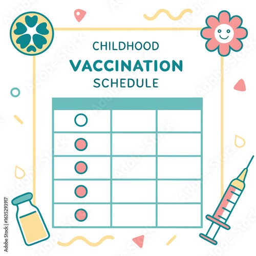 Childhood vaccination schedule chart for parents genereed by ai