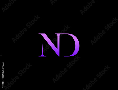 Modern purple gradient monogram nd