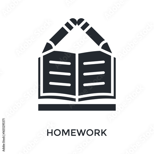 Homework Icon Glyph Style. Vector Illustration For Graphic Design