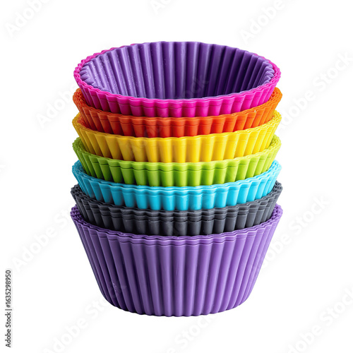 Stack of Colorful Silicone Cupcake Liners, Baking