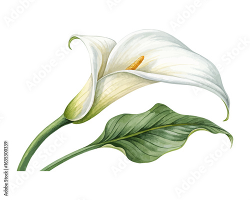 watercolor calla lily vector illustration isolated on white background