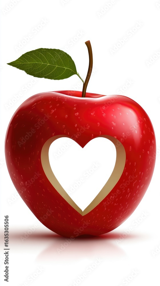 Obraz premium Red with a heart-shaped cutout.