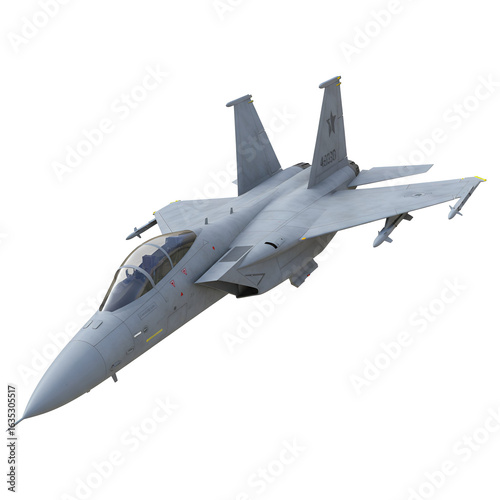 3D Illustration of a Fighter Jet Isolated on Transparent Background
