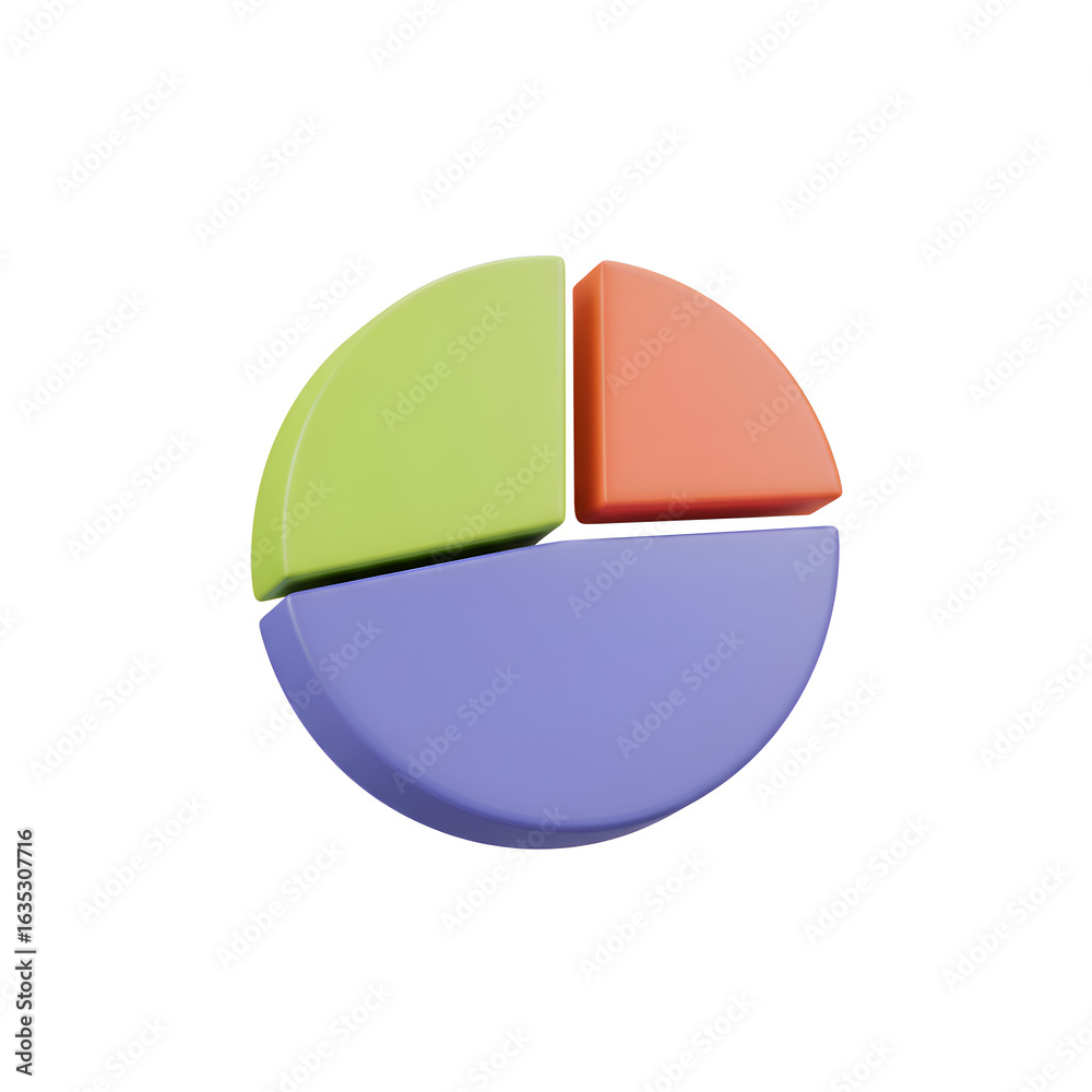 Obraz premium 3D Illustration Of A Colorful Pie Chart Diagram With Three Segments Isolated