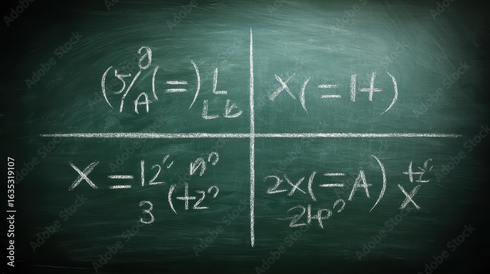 Obraz premium Classroom Chalkboard Math Equations Problem Solving